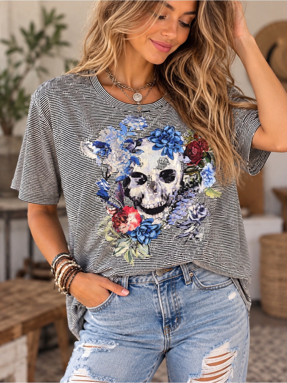 Robert Graham $118 Naylor Printed Graphic Skull Tee